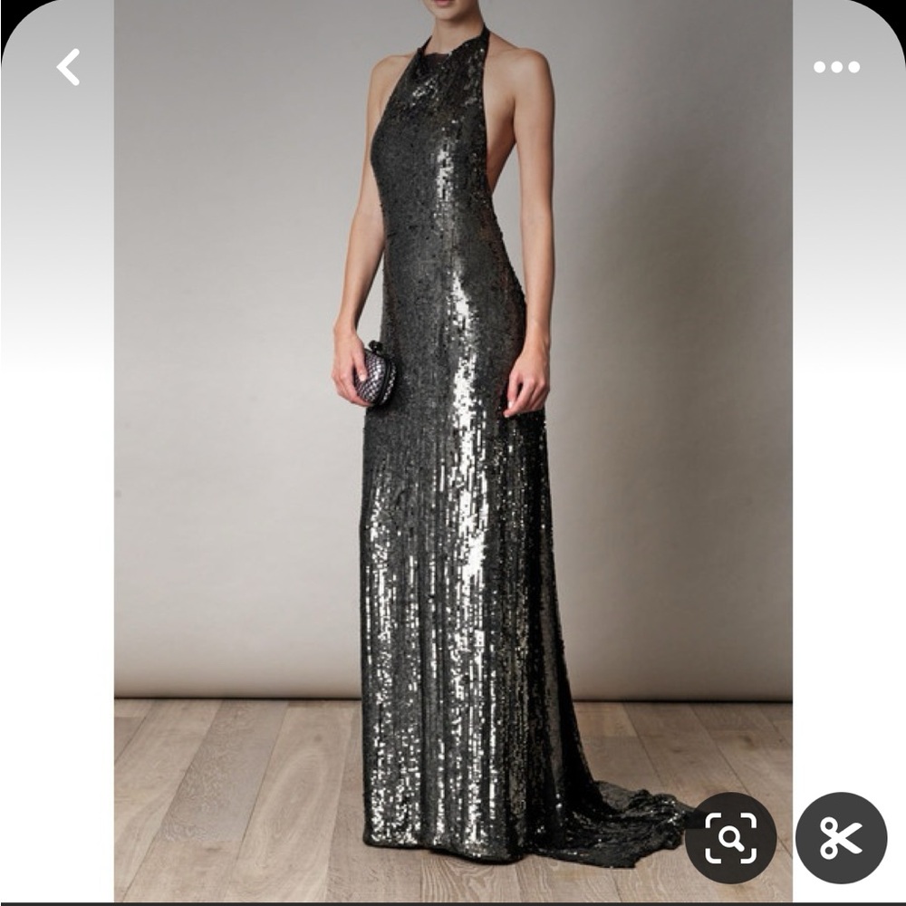 Diane Von Furstenberg DVF Gunmetal  Sequin Crista Gown size 6 NWT